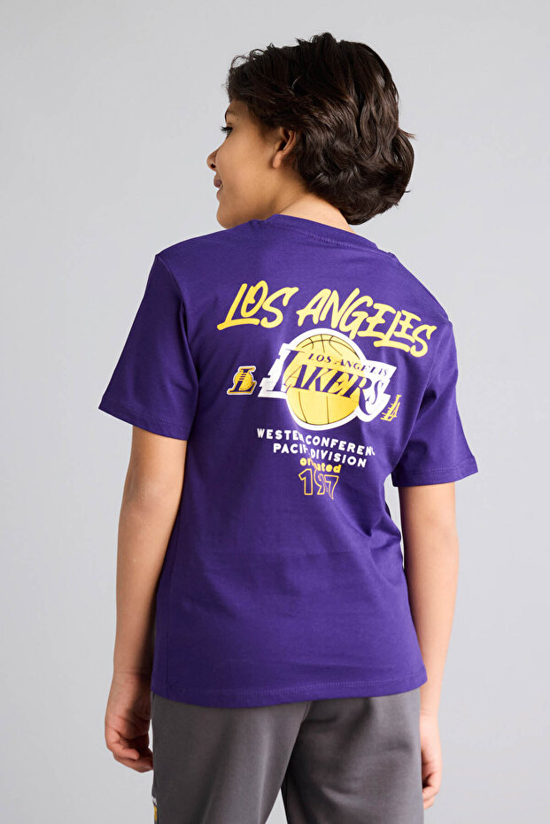 100% Cotton Nba Los Angeles Lakers New Regular Fit Crew Neck Short Sleeve T-Shirt for Boys G7613A