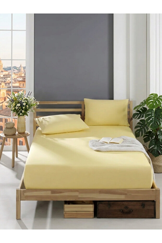 Cotton Piece Ranforce Fabric Elastic Fitted Set of Pillow Pieces Bed Sheet