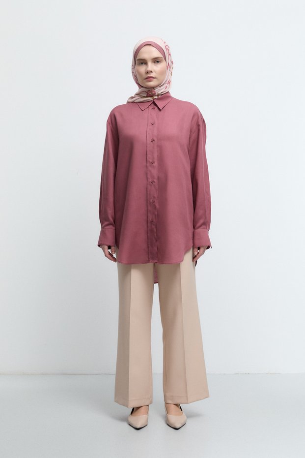Belden Yarım Lastikli Basic Pantolon - Bej