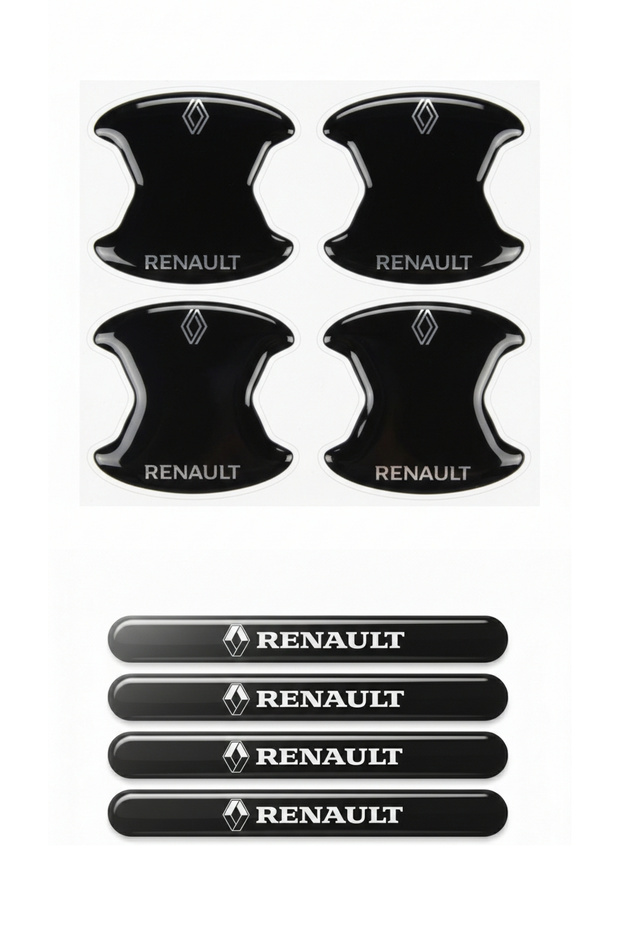 Premium Door Handle Scratch Protector (Set of 8) – Black & Transparent / Vehicle Brand Labelled
