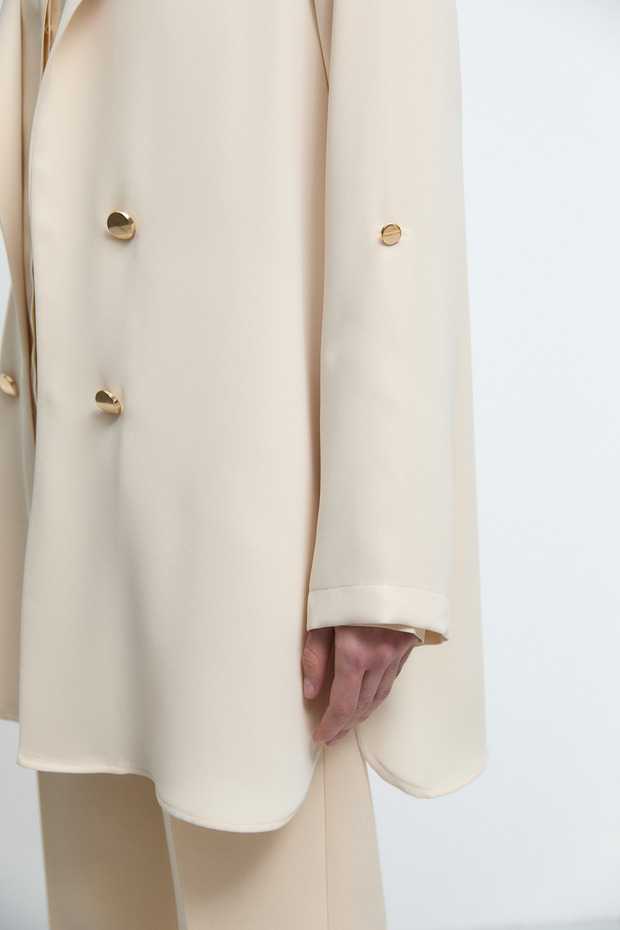 Düğmeli Ceket - Ekru - 4