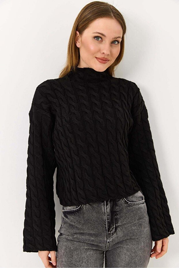 Women's Turtleneck Knitted Sweater Black