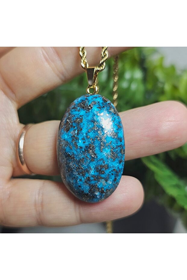 Iran Nishabur Turquoise - Turquoise Stone - Steel Chain Natural Stone Necklace -13A- Only Hand Made