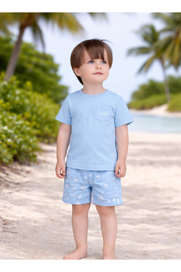 100% Bamboo-Based Ultra-Soft Fabric Blue T-Shirt for Boys Short Sleeve Casual Wear for Kids