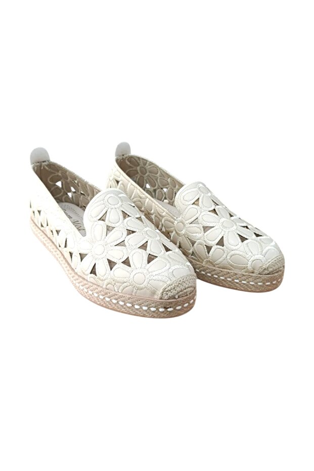 Green Mod 26Y923 Women's Embroidered Laser Espadrilles Ballet Flats