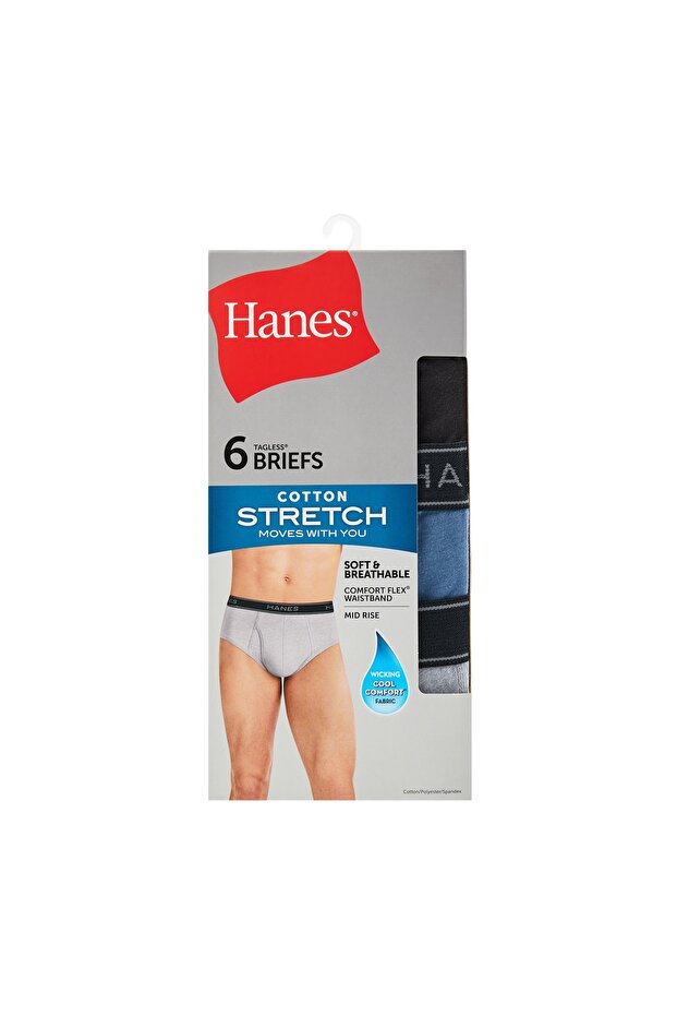 Brief Underwear, Cotton Stretch Briefs, Breathable & Moisture-Wicking Underwear for Men, 6-Pack