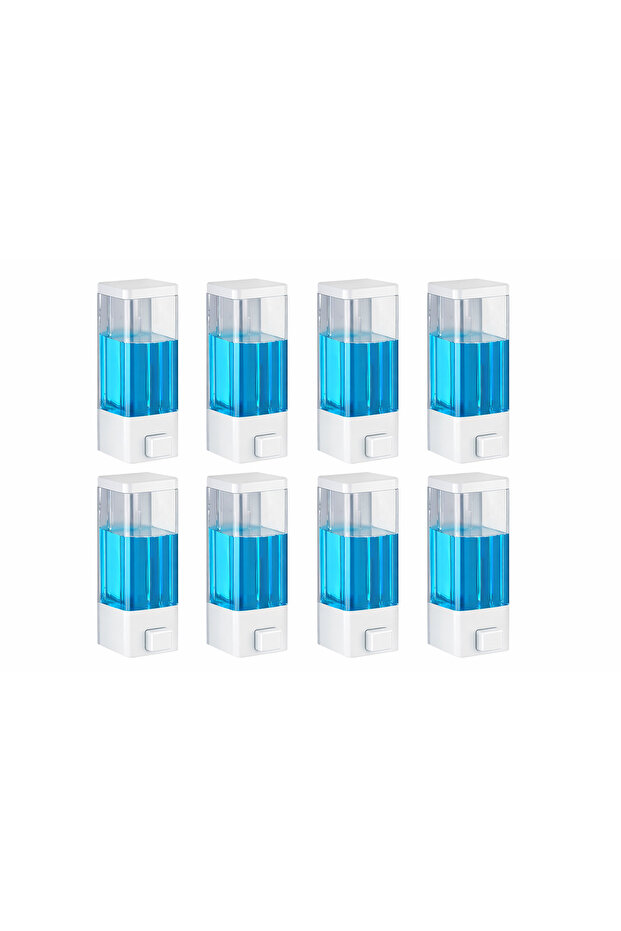 Wall Mounted Manual Liquid Soap Dispenser 8 Pieces Adhesive and Screw-On Non-Spill Soap Dispenser 350 ml V-1