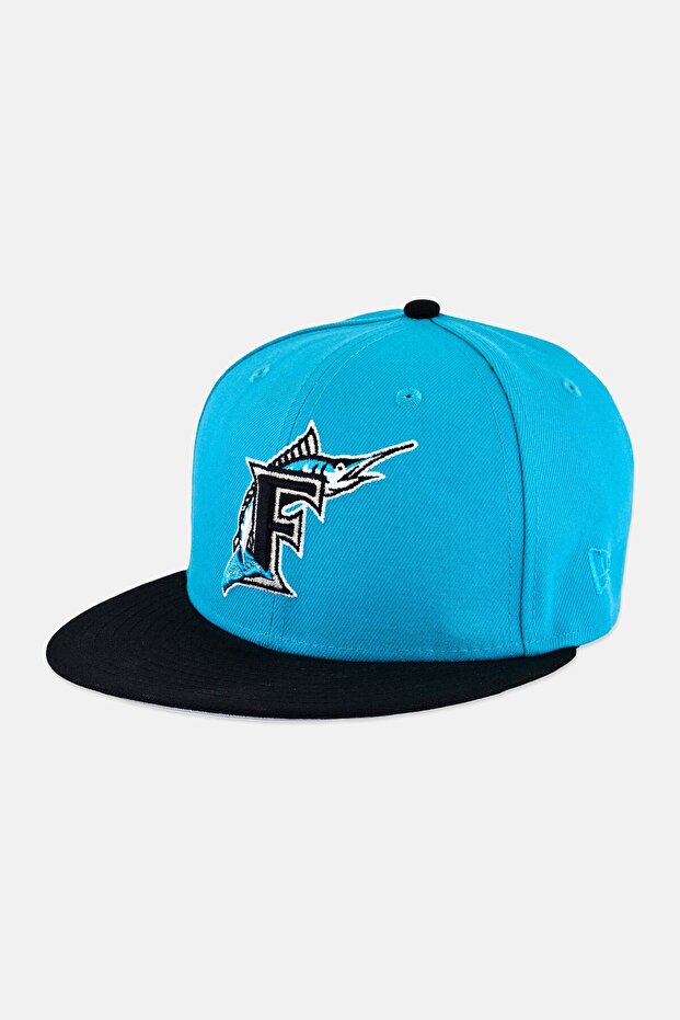 قبعة MLB للرجال من فريق فلوريدا مارلينز 59Fifty، لون أزرق مخضر