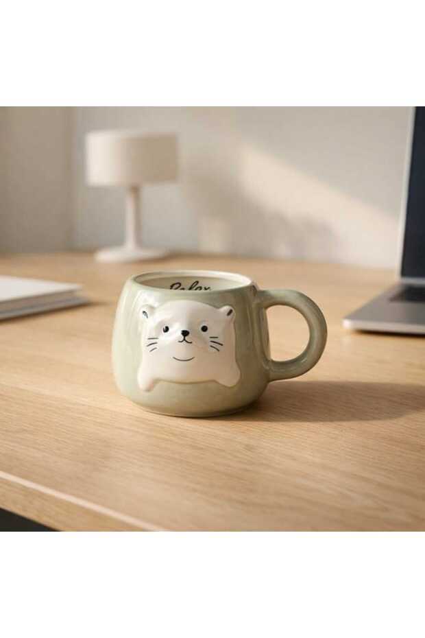 Kitchen Relax Fok Patterned Ceramic Mug - White - 500 ml
