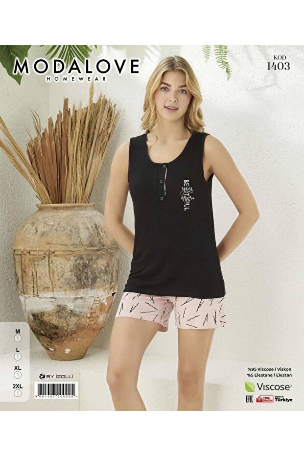 Modal Ove Women's Viscose Soft-Textured Wide-Strap Shorts Set