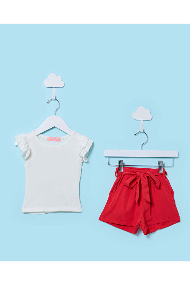 Infant Girls White And Red 2 Piece Set