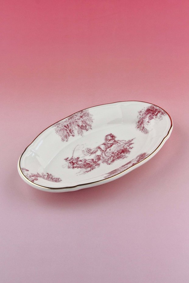 Pink English Porcelain Kayak Plate