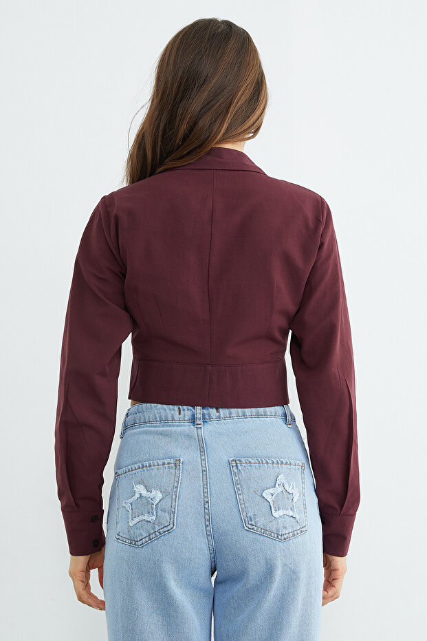 Basic Korse Detaylı Crop Gömlek - 8