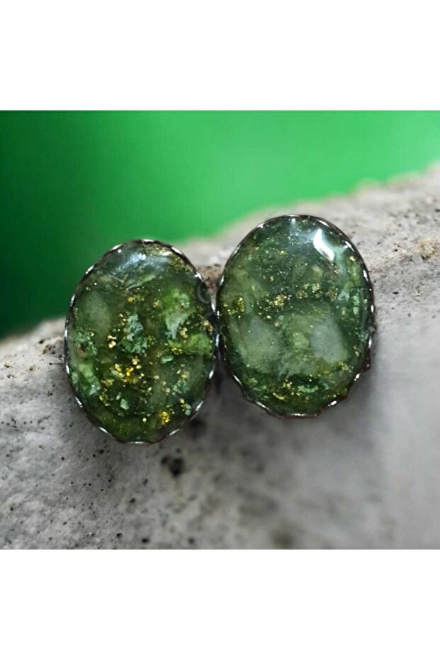 Natural Stone Look Polymer Clay & Epoxy Design Nail Earrings (Nail Stainless Steel)