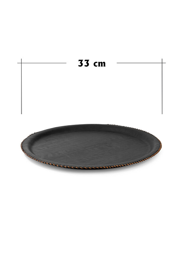 33 cm Leather Round Serving Tray