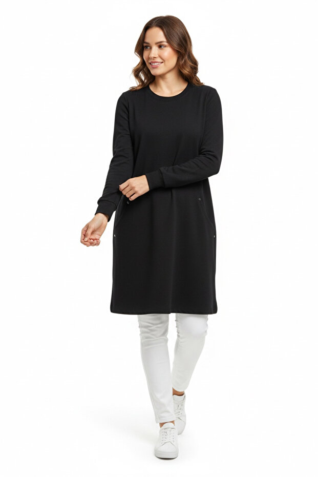 Women's C Pocketed Cycling Collar Tunic with Cuffs on the Sleeves
