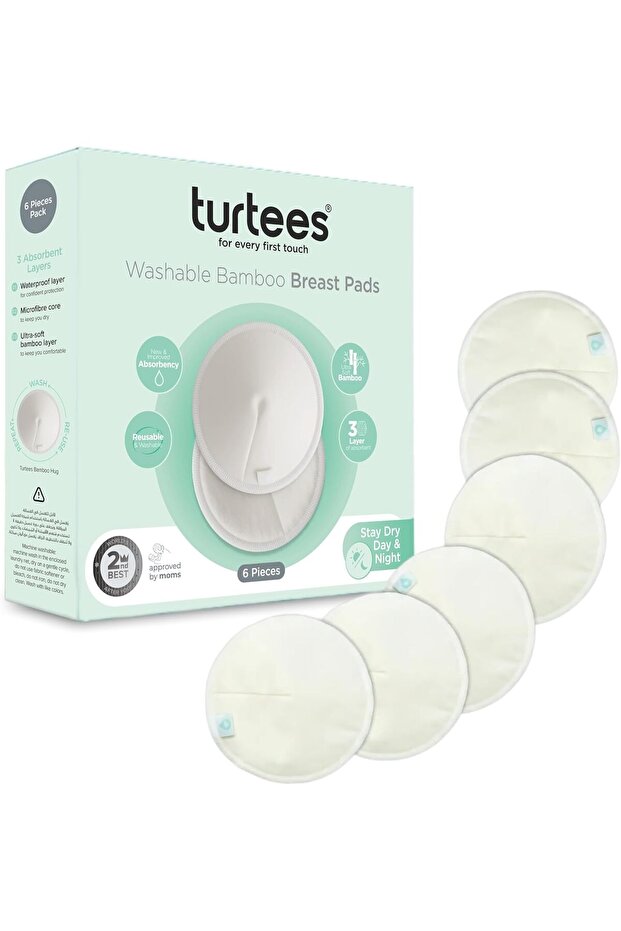 Washable Nursing Pads 6 Count – Reusable Bamboo Breast Pads for Breastfeeding Moms