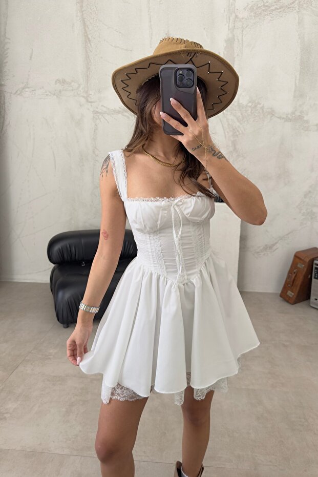 White Laced Mini Dress