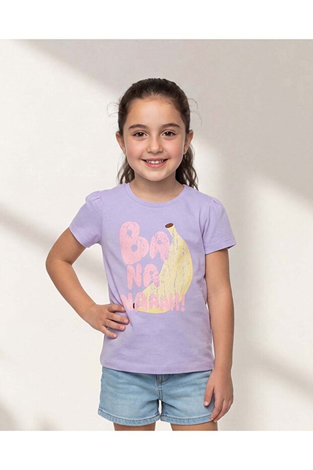 Girls Lilac Printed T-Shirt