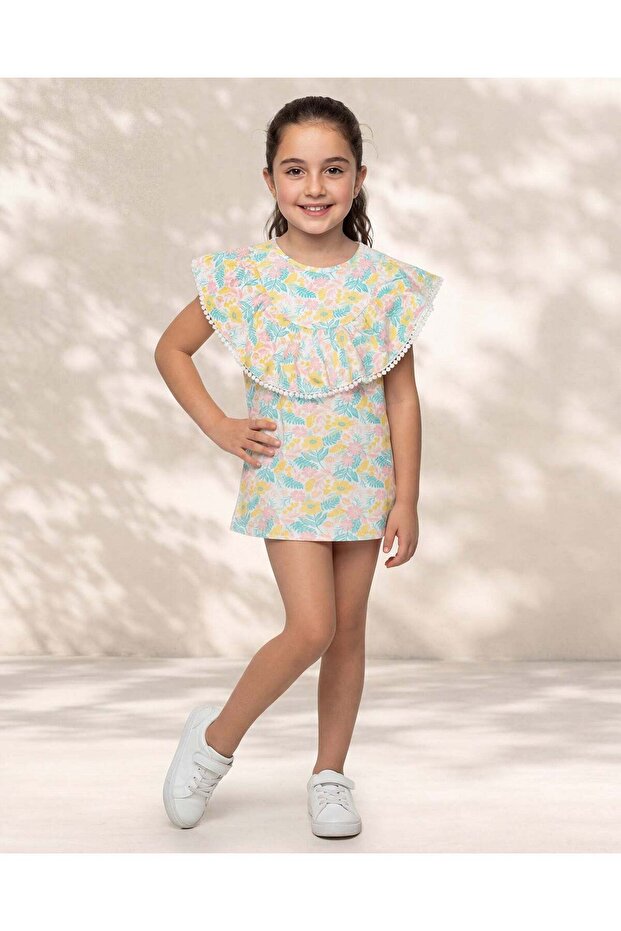 Girls Printed Lace Dress