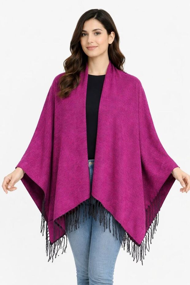 Women's winter double-sided poncho shoulder 140x140