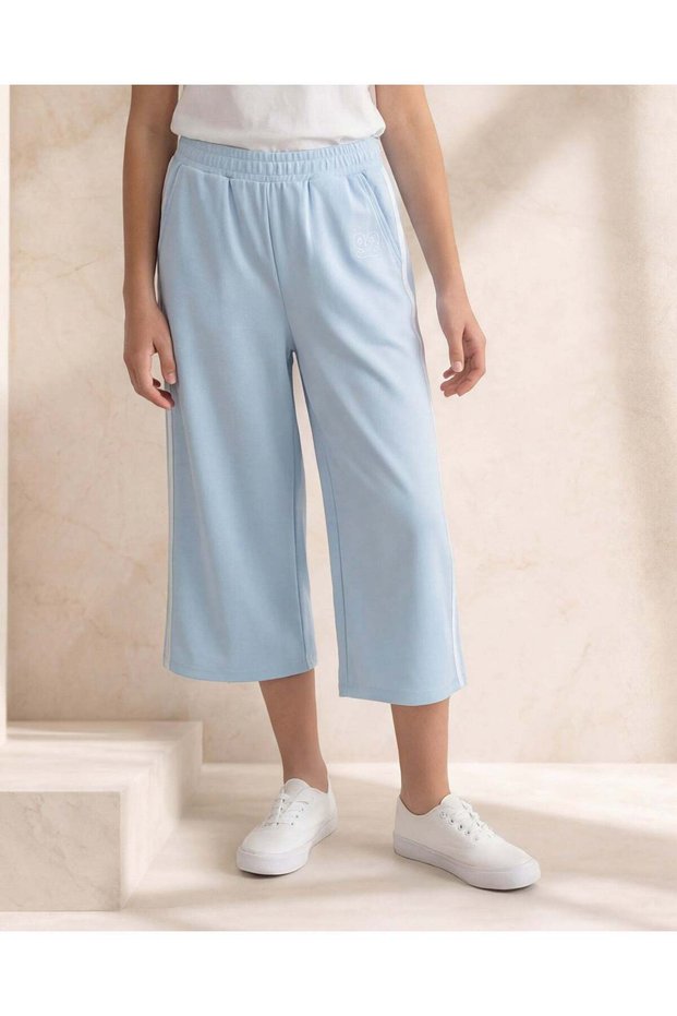 Senior Girls Pale Blue Wide Leg Pants with Piping
