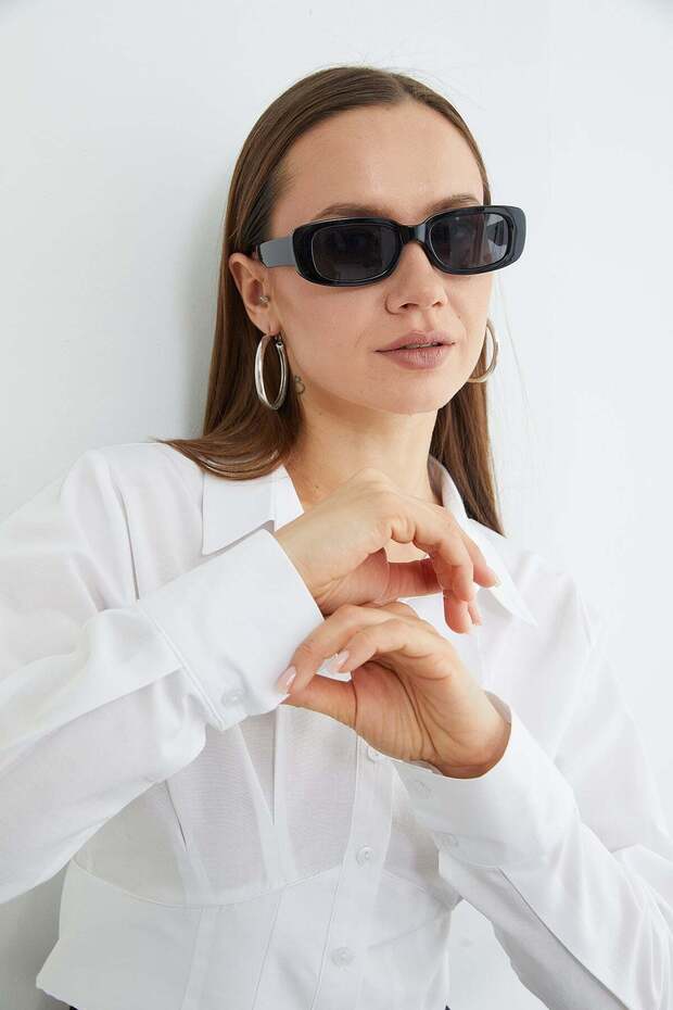 Basic Korse Detaylı Crop Gömlek - 4