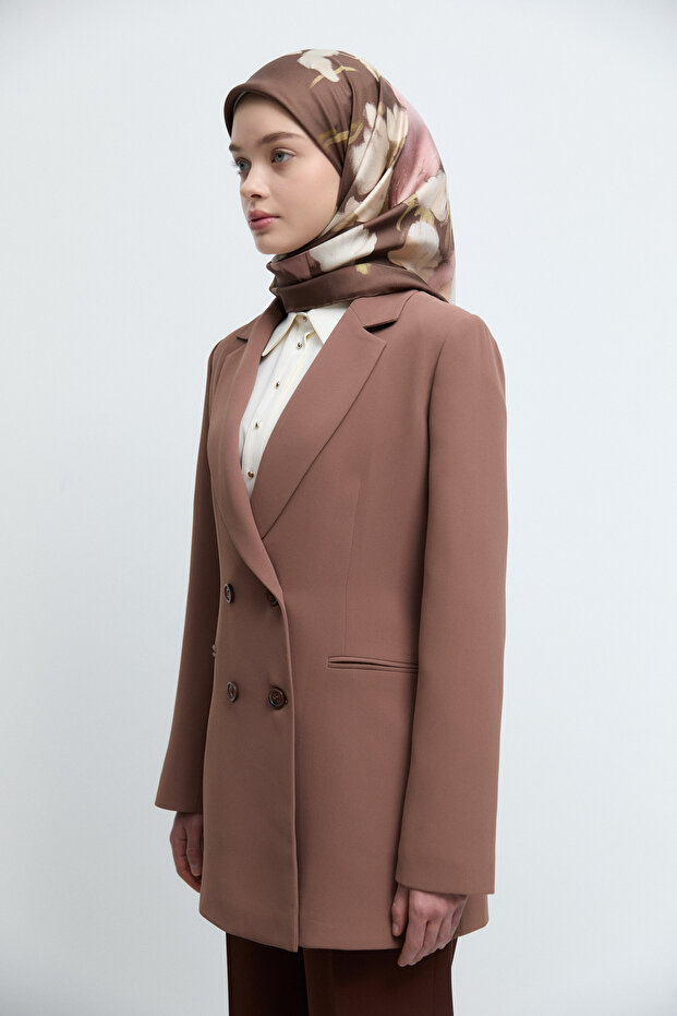 Kruvaze Basic Ceket - Fındık - 3