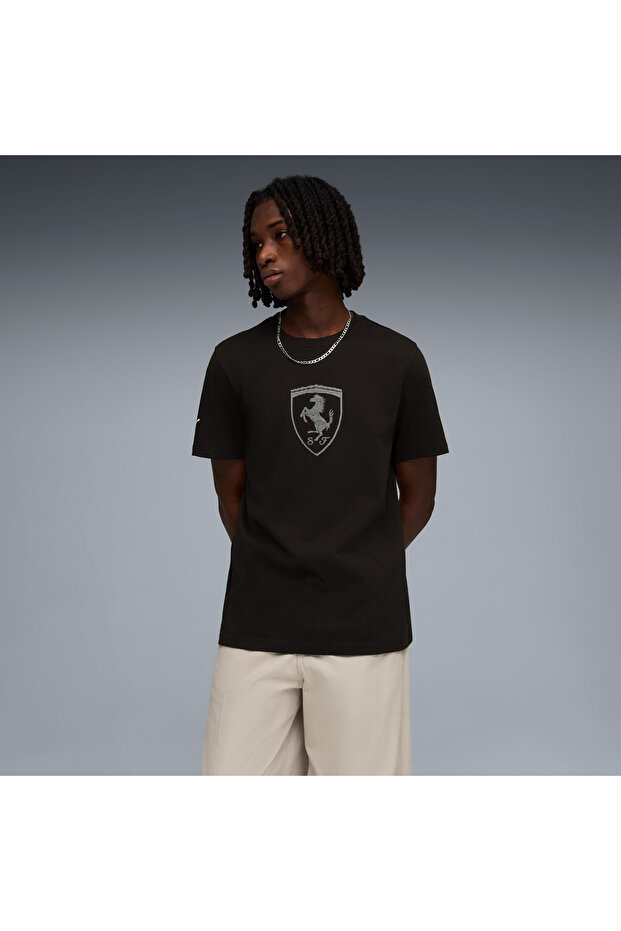 Ferrari Tonal Shield Men's Black Casual Style T-Shirt 63531101