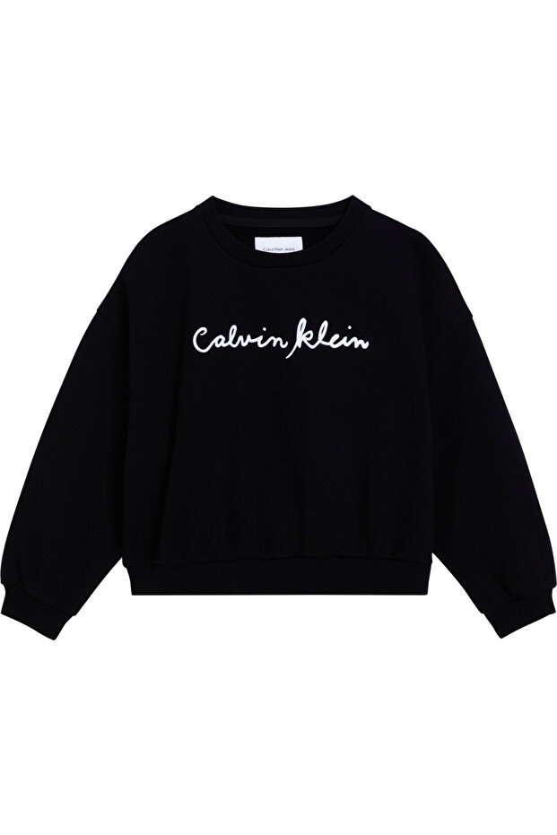 Ck Girl's Black Crew Neck Sweathirt
