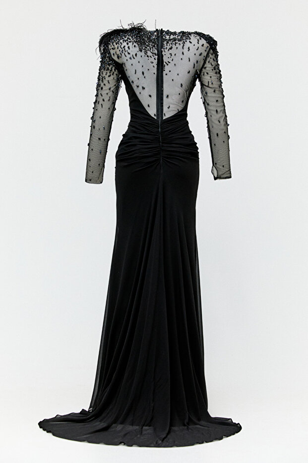 Taş İşlemeli Abiye Elbise - 5