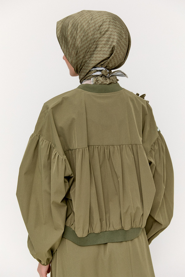 Çiçek Aplikeli Bomber Ceket - 5