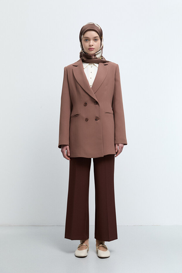 Kruvaze Basic Ceket - Fındık - 1