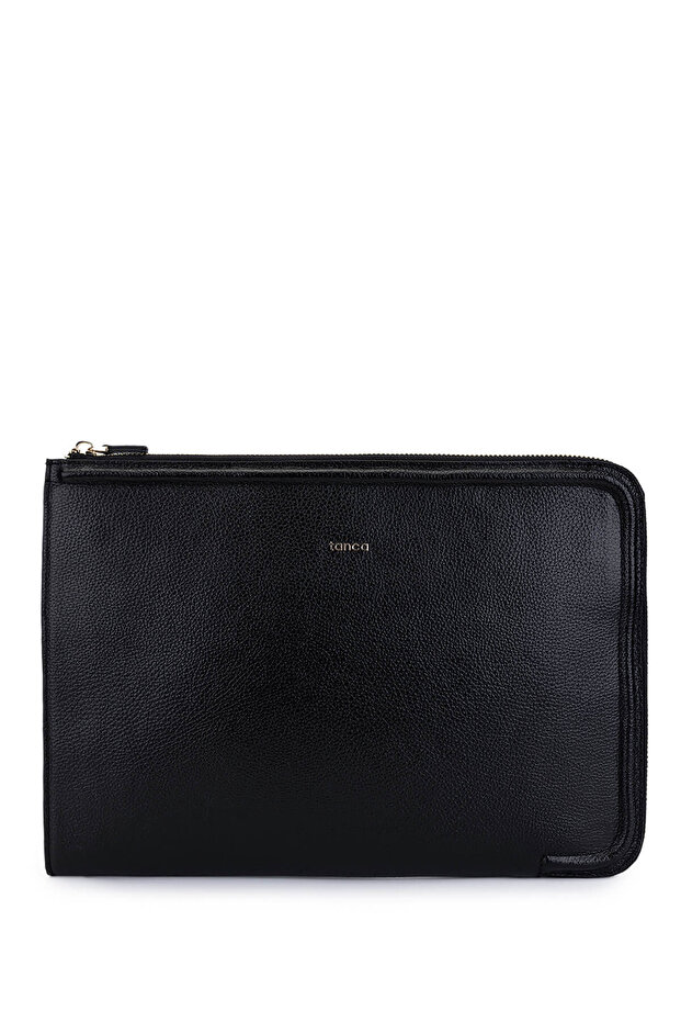 Unisex Genuine Leather Black Floater Handbag