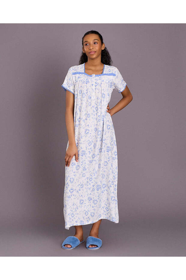 Senior Girls White Ditsy Print Nightgown