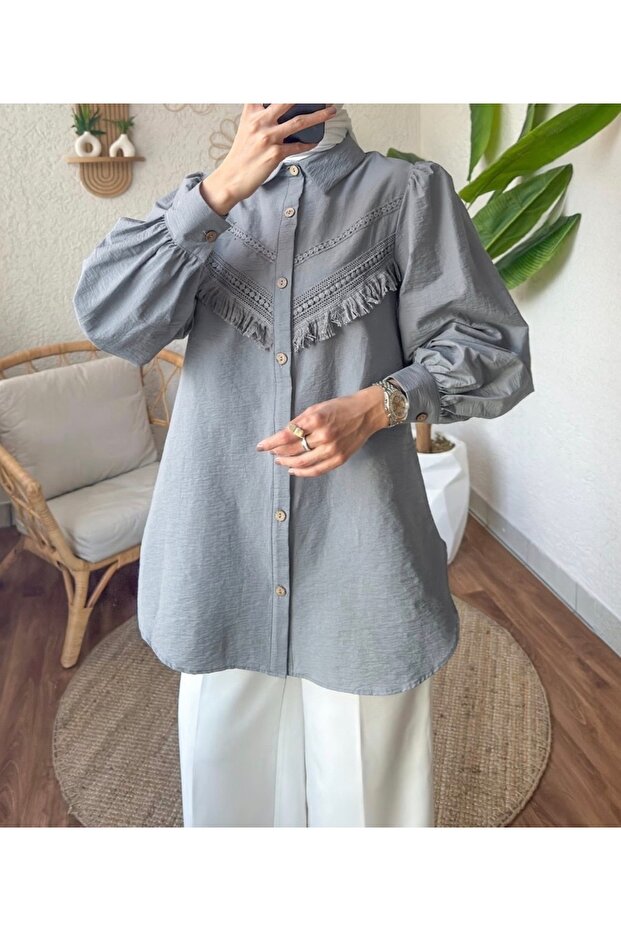 Dantel Detaylı Gömlek/Tunik - 1