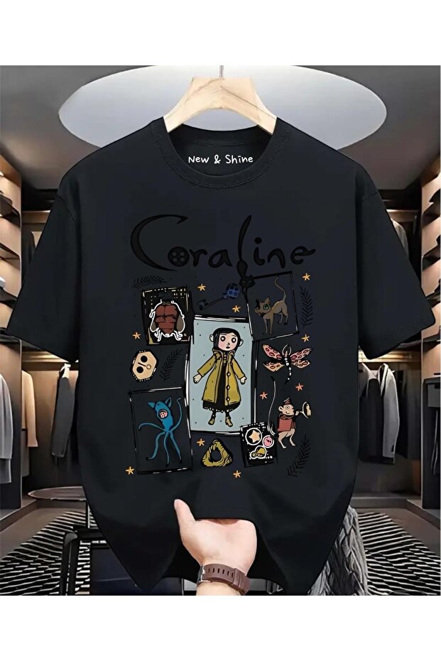 تي شيرت كبير الحجم مطبوع عليه Coraline