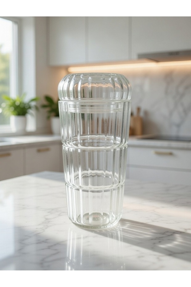3-Pack of Striped Glass Storage Containers