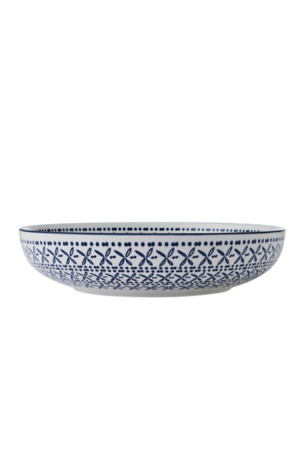 وعاء سيراميك مزجج MKPBOWLS43 باللون الأزرق المتوسطي منقوش
