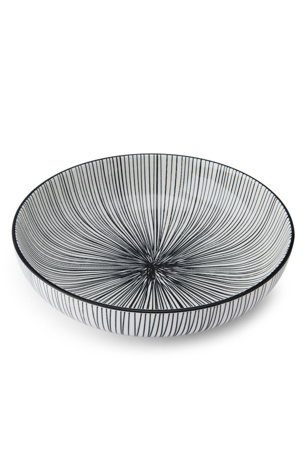 وعاء سيراميك مزجج MKPBOWLS42 بخط أسود منقوش