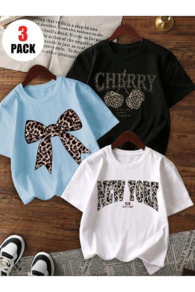 Printed Cotton Pack Short Sleeve 3-Pack Youth and Children's T-Shirts