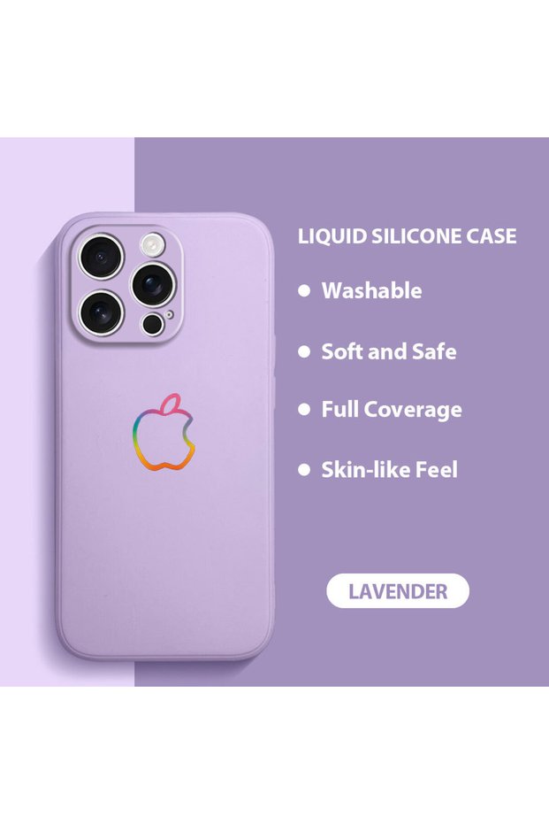 غطاء هاتف من السيليكون الناعم متوافق مع iPhone 16 Pro، مزود بـ مخمل حماية للكاميرا، بنمط تفاحة