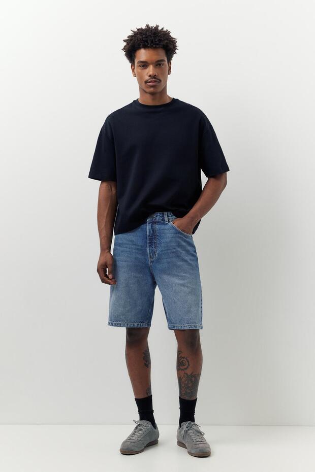 Baggy denim bermuda - 1