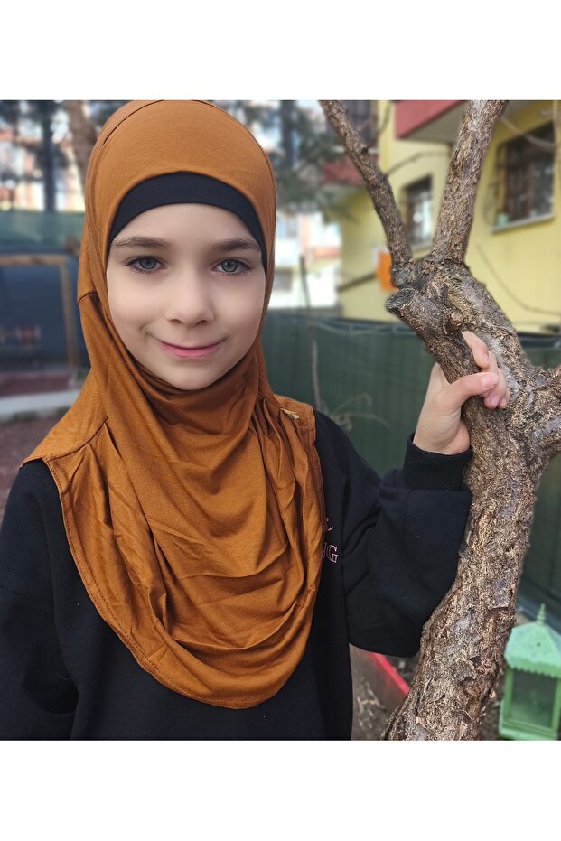 وشاح رأس عملي للأطفال من قطعة واحدة، وشاح تاكماتيك من الفيسكون، مناسب للأعمار من 3 إلى 12 سنة
