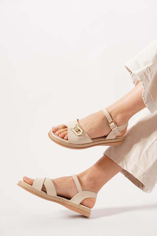 Kulen Yan Open U Buckled Women's Sandals Beige Skin