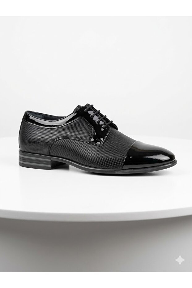 821 Black Patent Leather Laced Genuine Leather Classic Men's Shoes