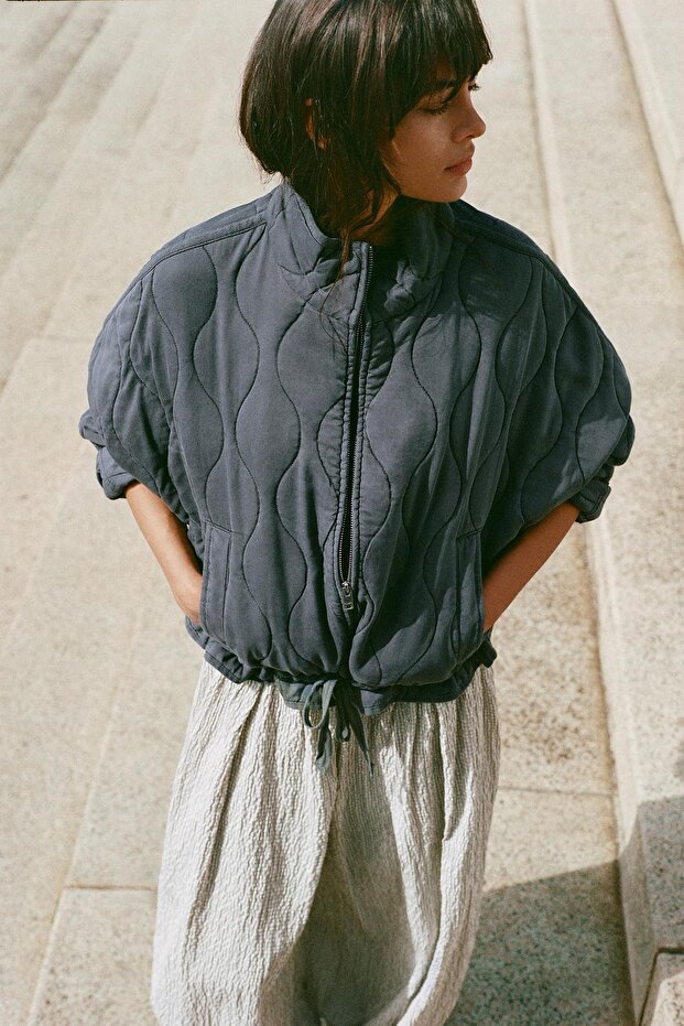 Dik yaka şişme mont - 1