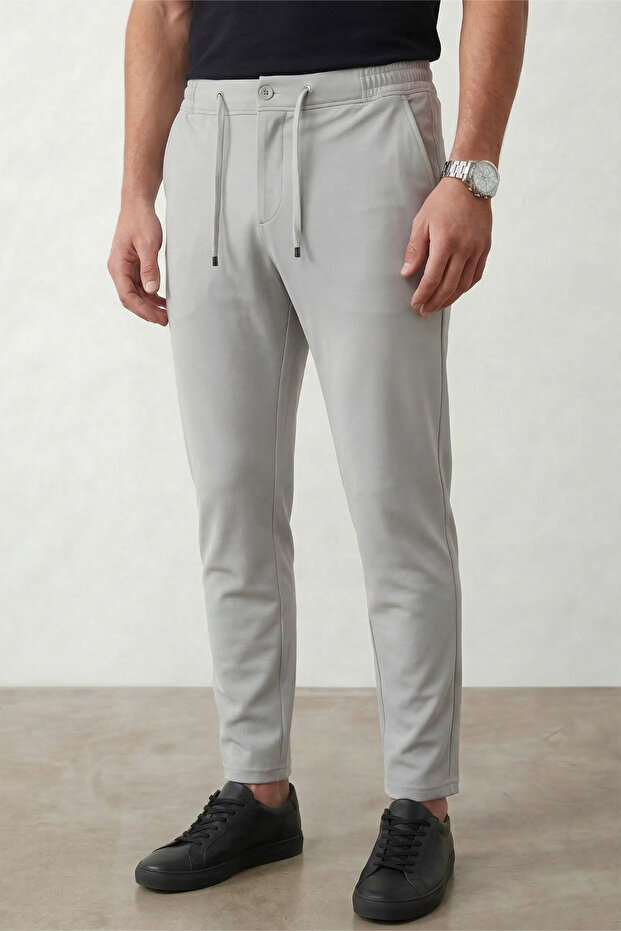 Men's Gray Non-Crease J Jogger Pants Style B Ankle-Length D Woven Trousers with Back Pockets