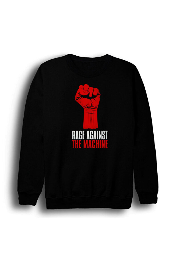 Rage Against the Machine - Music Group Printed Unisex 100% Cotton Crew Neck Black Sweatshirt