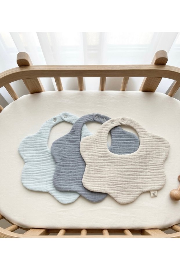 3-Piece 100% Cotton Organic 8 Layer Muslin Baby Food Bib / Drool Bib / Collar